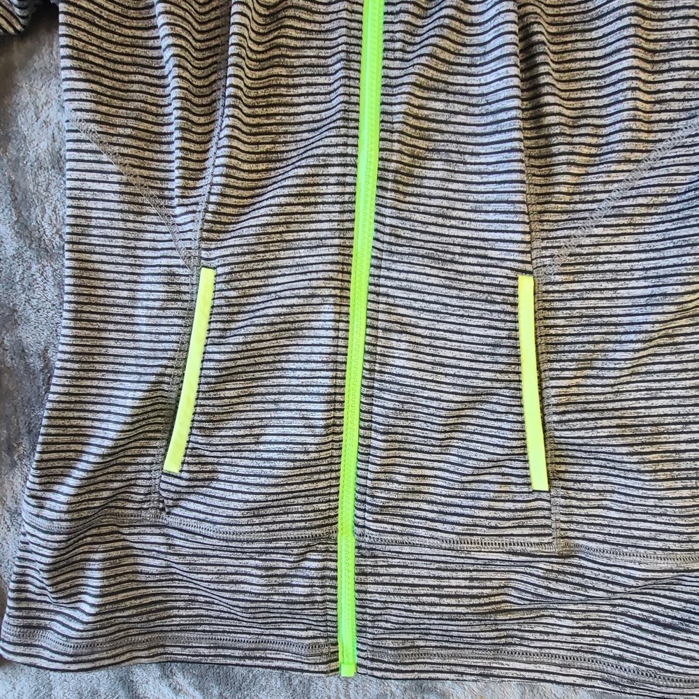Lukka Womens Full Zip Hoodie Sweatshirt Gray Stripe Pockets Thumb Loops. Large - Picture 2 of 16
